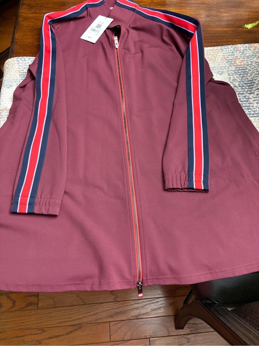 Wilson Burgundy Bomber Jacket with Red, Navy & White Stripes